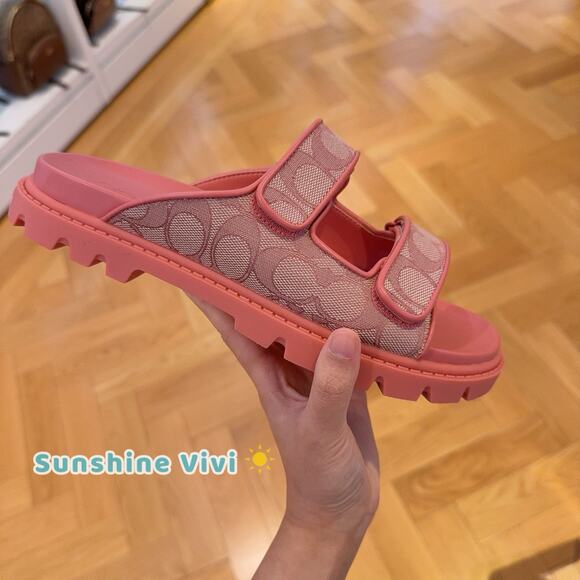 NWT Coach Woman Two Band Sport Slide True Pink CBN29 us 7 - Picture 2 of 8